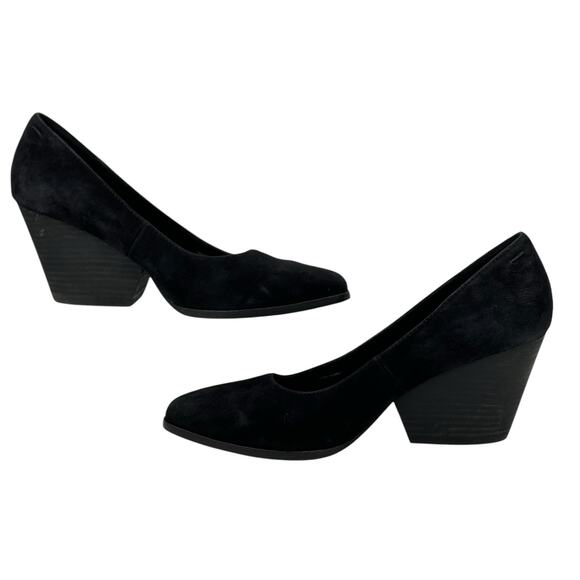 Eileen Fisher Hawk Suede Pump Heel SZ 8.5 Women’s Black Chic Comfort Soft Office - Picture 4 of 9